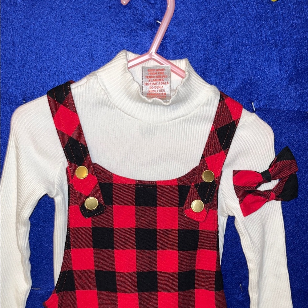 Max Studio Red and Black Plaid Kids Dress